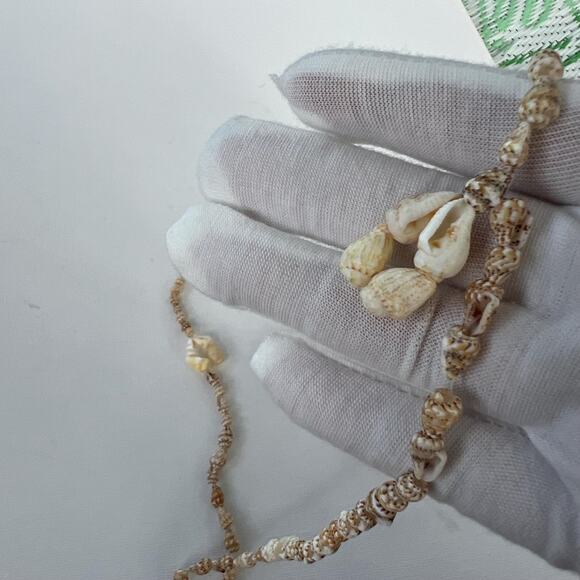 Hawaiian Brown White Tiny Conch Sea Shells Necklace Ocean Boho 34” - Picture 6 of 7